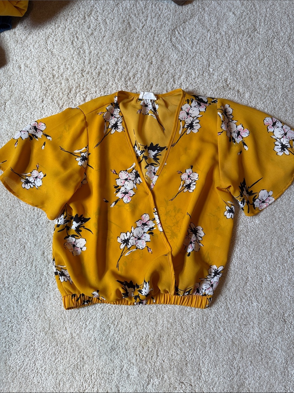 Sienna Sky Mustard Floral Wrap Blouse